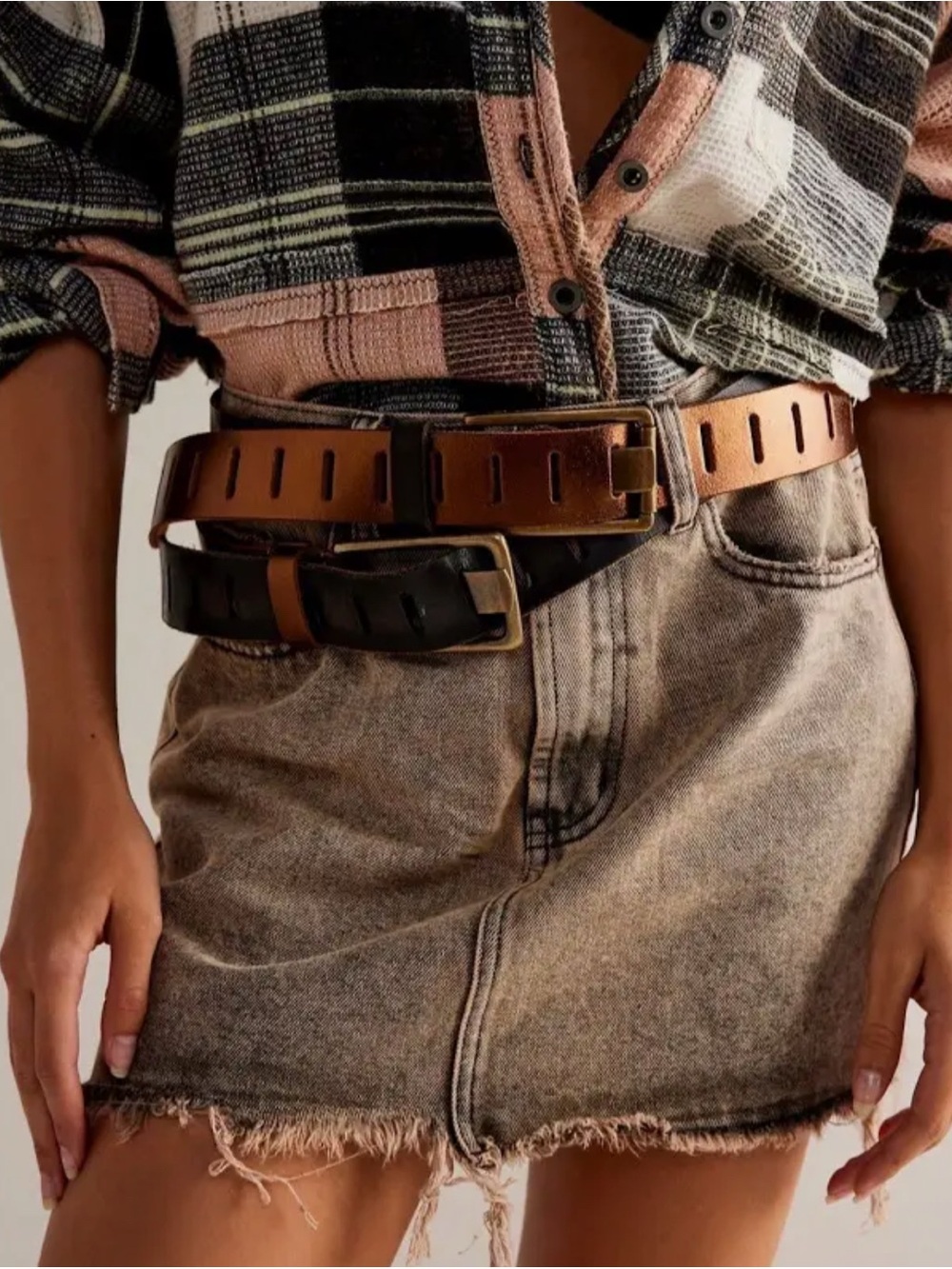 Free People We The Free Jona Belt Metallic Brown Size M/L NWOT RT $38